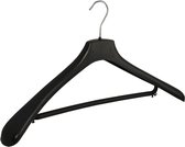 De Kledinghanger Gigant - 90 x Mantel / kostuumhanger kunststof zwart met schouderverbreding en broeklat, 50 cm