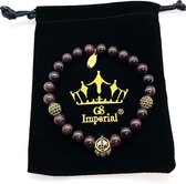 GS Imperial® | Bracelet Perles Hommes | Bracelet de casque romain | Bracelet Homme | Bracelet pour hommes | Bracelet grenat
