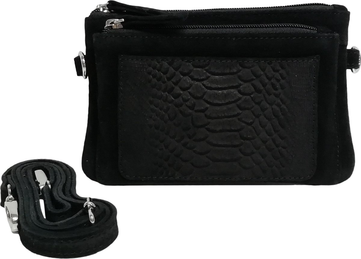 Castillo Suede Vibes Crossbody S Snake Black
