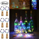 LED flessenlicht decoratie multicolour 6 stuks - 2M 20 RGB LED lichtketting op batterijen (inbegrepen), LED kurk met LED lichtketting voor alle soorten flessen
