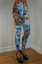Print Legging Dames - Tattoo - Maat S/M (Tara)