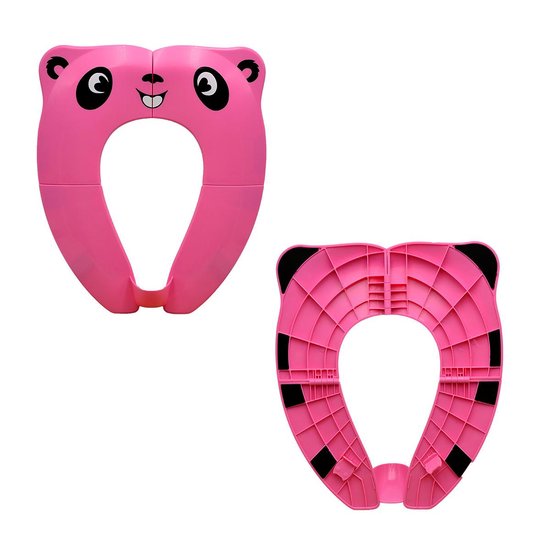 Kabor WC Bril Verkleiner Roze met Pandaprint met roze Wasbare Zak- Toilettrainer kind- Opvouwbare Toilet Zitje - Peuter WC Bril - Uitgeklapt 36 x 18 cm van Kabor — afbeelding 5