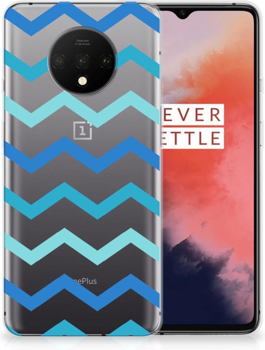 OnePlus 7T TPU bumper Zigzag Blauw