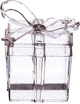 30 Cadeaudoosjes transparant plastic met strikje voor uitdeel bedankjes bij huwelijk, geboorte, babyshower, doop en communie