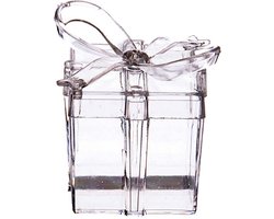 30 Cadeaudoosjes transparant plastic met strikje voor uitdeel bedankjes bij huwelijk, geboorte, babyshower, doop en communie