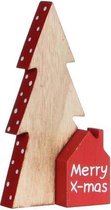 Kerstdecoraties - Boom Merry Christmas Rood - L9xb2xh18cm