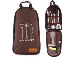 Outdoor keukenset keukengerei in tas - Camping / BBQ Barbecue set met o.a. koksmes, schaar, soeplepel, spatel en snijplank. Outdoor keukenset keukengerei in tas - Camping / BBQ Barbecue set met o.a. koksmes, schaar, soeplepel, spatel en snijplank.