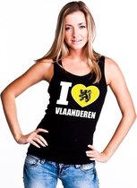 Zwart I love Vlaanderen tanktop dames XS