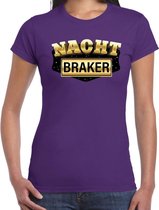 Nachtbraker fun/tekst t-shirt paars voor dames L