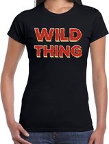 Wild Thing fun tekst t-shirt  zwart  met  3D effect voor dames XS