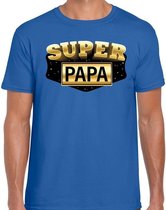 Super papa cadeau t-shirt blauw voor heren 2XL