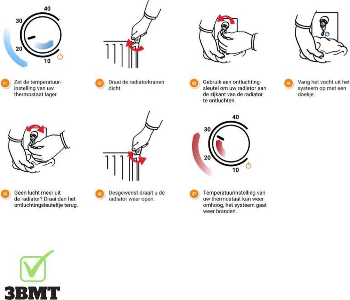 3BMT - Clé de purge pour radiateur - jeu de 2 - métal