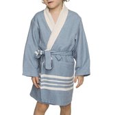 Hamam Kinderbadjas Air Blue - 2-3 jaar - jongens/meisjes/uniseks - badjas kind / kinderen - badjas kind badstof - zwembadjas - 2-3 jaar - jongens/meisjes/unisex pasvorm - comfortabele sjaalkraag - kinder badjassen - kinder badjas badstof