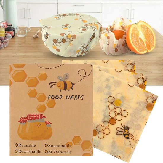Bijenwas doekjes - set van 5 Bees wax wraps - Duurzaam voedsel bewaren