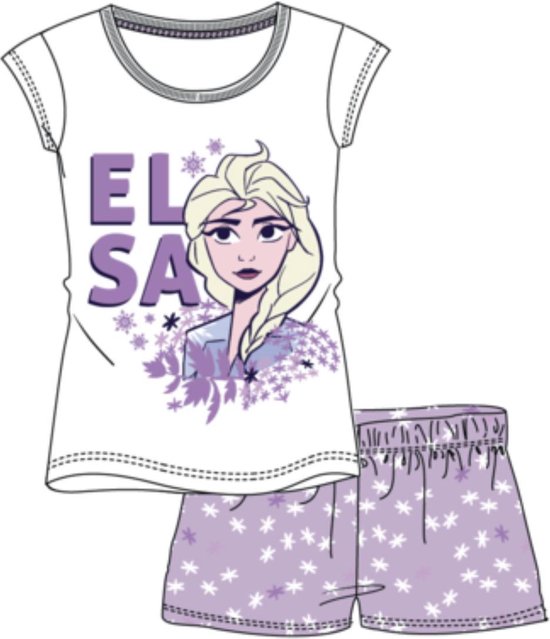 Pyjama Disney Frozen 2 à manches courtes - blanc - violet - taille 128 cm / 8 ans