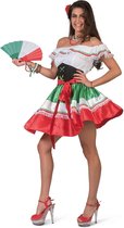 Funny Fashion - Spaans & Mexicaans Kostuum - Caramba Carlita Hete Mexicaanse Nachten - Vrouw - Rood, Groen, Wit / Beige - Maat 44-46 - Bierfeest - Verkleedkleding