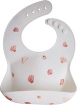 Bavoir bébé Mushie en silicone avec plateau de collecte | Coquillages | Sans phtalate BPA| lavable.