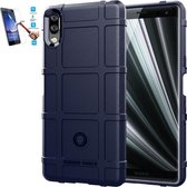 Sony Xperia L3 Tpu Square Blauw Cover Case Hoesje - 1 x Tempered Glass Screenprotector