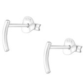 Jewelryz Bent bar Oorbellen | 925 sterling zilveren oorknoppen | 2x9 mm