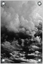 Tuinposter –Zwart/Witte Wolken– 40x60cm Foto op Tuinposter (wanddecoratie voor buiten en binnen)