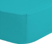 Het Ultieme Zachte Hoeslaken- Jersey -Stretch -100% Katoen-Lits-Jumeaux- 200x200+40cm-Turquoise- Voor Boxspring-Waterbed