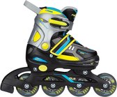 Nijdam Inlineskates Junior Verstelbaar - Semi-Softboot - Zwart/Lime/Blauw/Zilver/Antraciet - 30-33