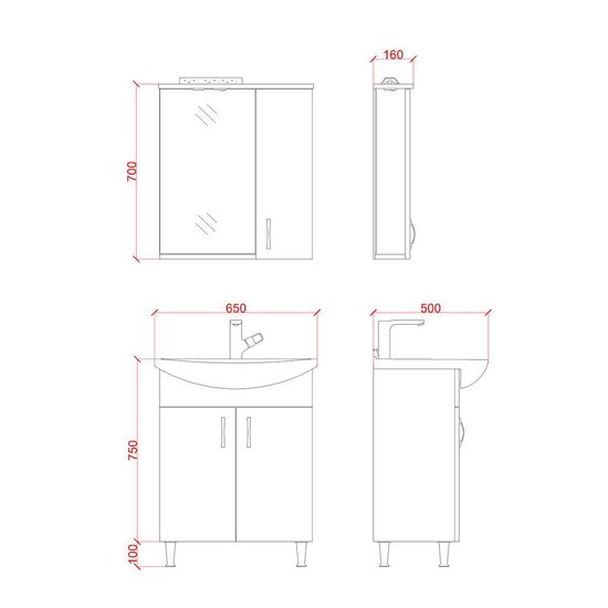 Modulo Badkamermeubel met wastafel | 100 cm Lichtgrijs eiken Kader front Keramiek 1 lade BMW11