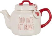 Theepot Cold Days Wit met Rood