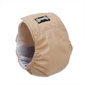 Honden buikband - luier voor mannelijke hond reu - plasband - wasbaar - MEDIUM - BEIGE