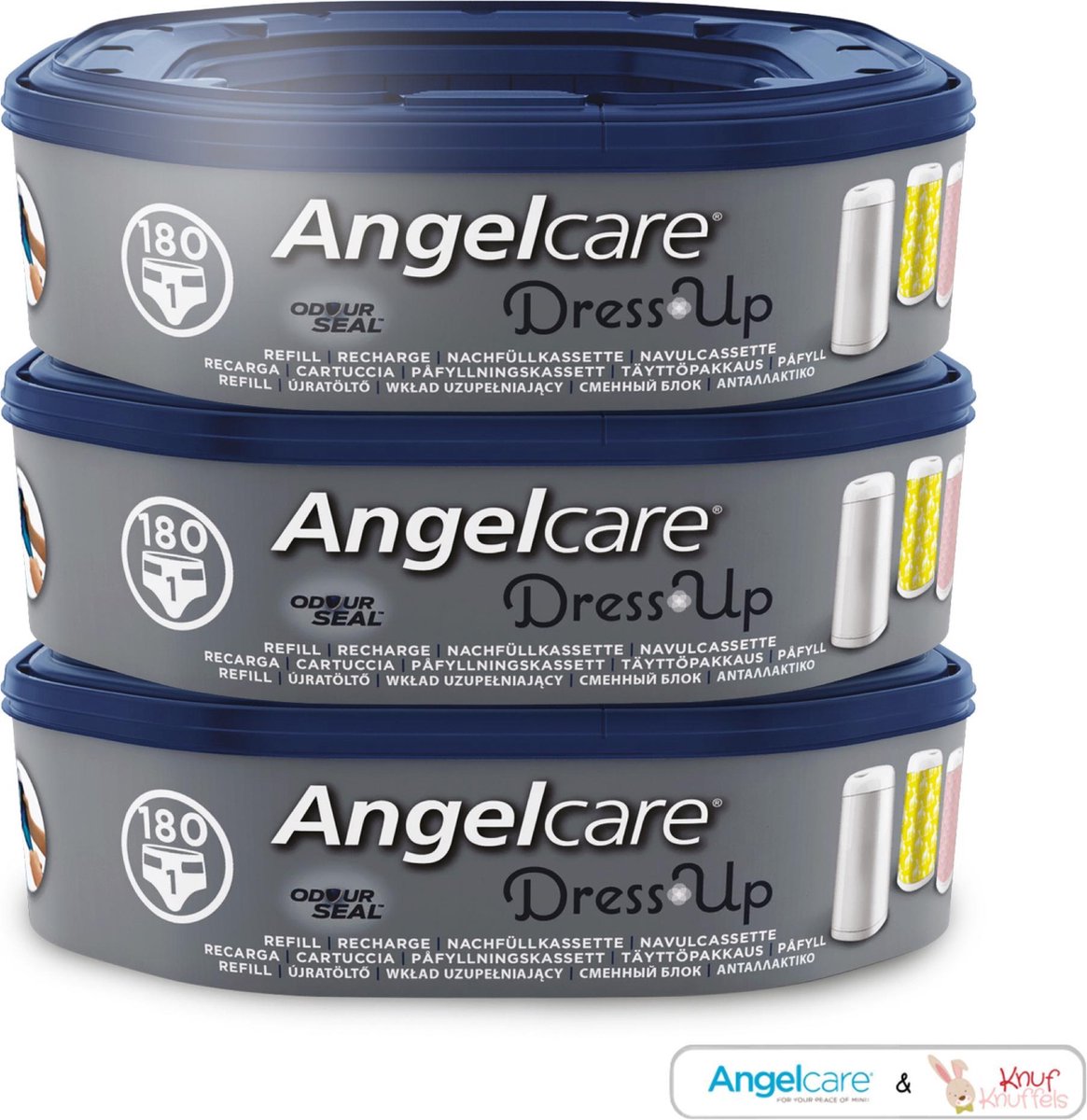 Angelcare DressUp Navulverpakking Luieremmer - 3 ROLLEN + E-Book - Angelcare