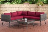 Clp Molde Hoeklounge - 5mm rond Polyrattan Grijs gemêleerd - robijnrood 40 cm (donkergrijs)