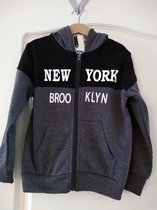 Grijs vest New York Brooklyn met lange mouwen 134/140