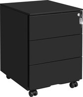 Nancy's Drawer Block Noir - Bloc de bureau avec serrure 3 tiroirs 55 x 45 x 39 cm