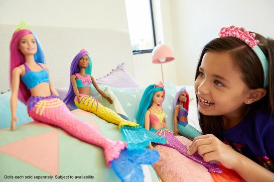 Barbie Dreamtopia Zeemeermin met roze en blauw haar - Barbiepop - Barbie