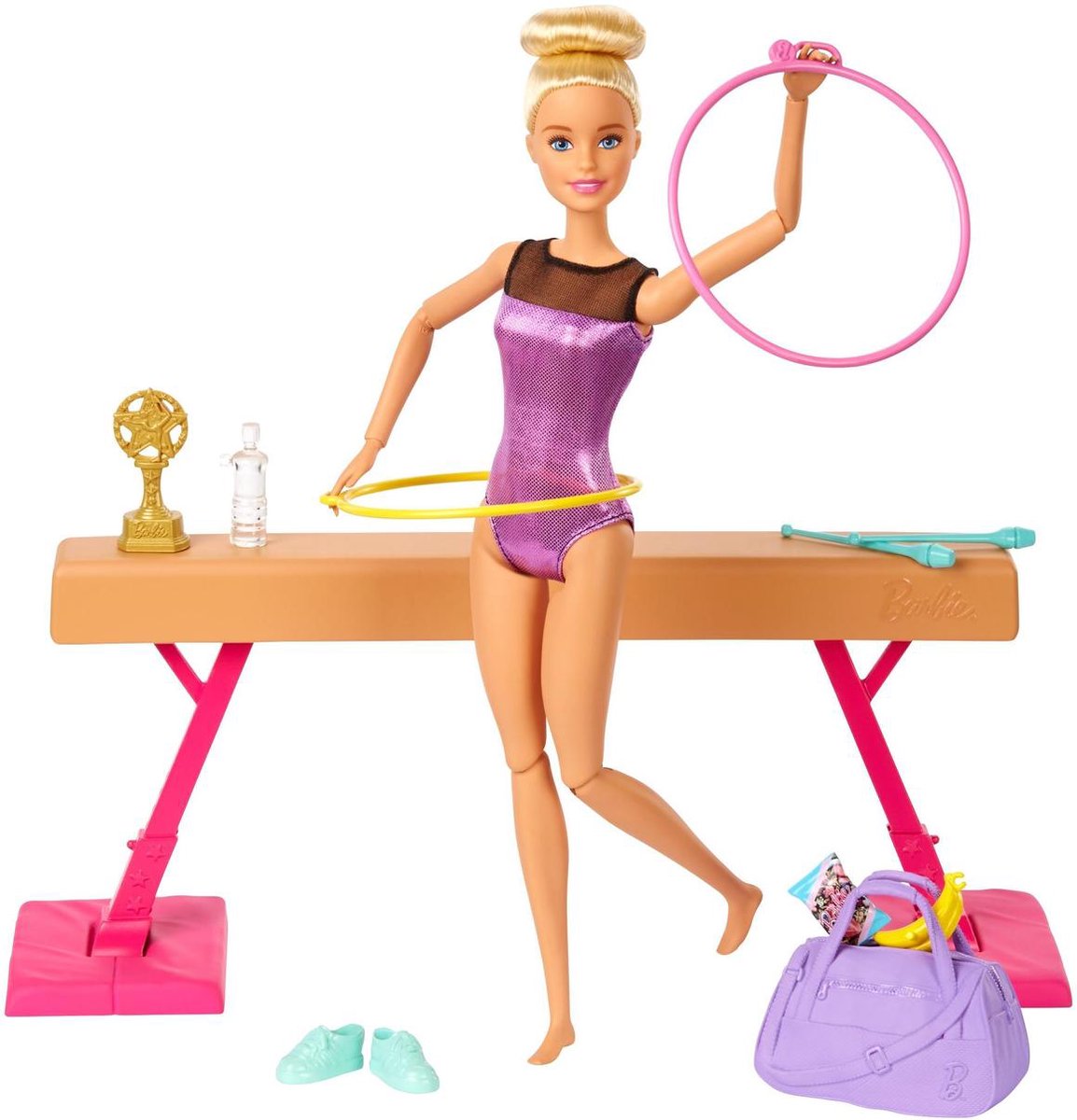 Raar Afleiding wijsvinger Barbie Sport Gymnastiek Speelset - Barbie Pop met Sportkleding,  Evenwichtsbalk en Prijzen | bol.com