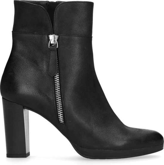 Manfield Dames Zwarte leren enkellaarsjes met hak Maat 40 Manfield Dames Zwarte leren enkellaarsjes met hak Maat 40