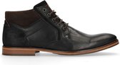 Manfield - Heren - Zwarte leren veterboots - Maat 43