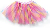 Regenboog tutu rok lichtroze - maat L-XL-XXL - eenhoorn unicorn gekleurde tule rokje petticoat