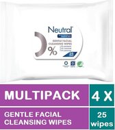 Neutral 0% Parfumvrije Make-Up Remover Wipes - Make Up Doekjes - 4 x 25 Stuks Voordeelverpakking