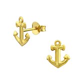 Joy|S - Zilveren anker oorbellen 8 x 9 mm 14k goudplating