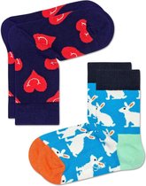 Happy Socks Kids 2-pack Smiley Heart Sokken, 12-24 mnd, Maat 19/22
