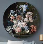 HIP ORGNL Schilderij Stilleven met bloemen Van der Mijn - ⌀100cm - Wandcirkel