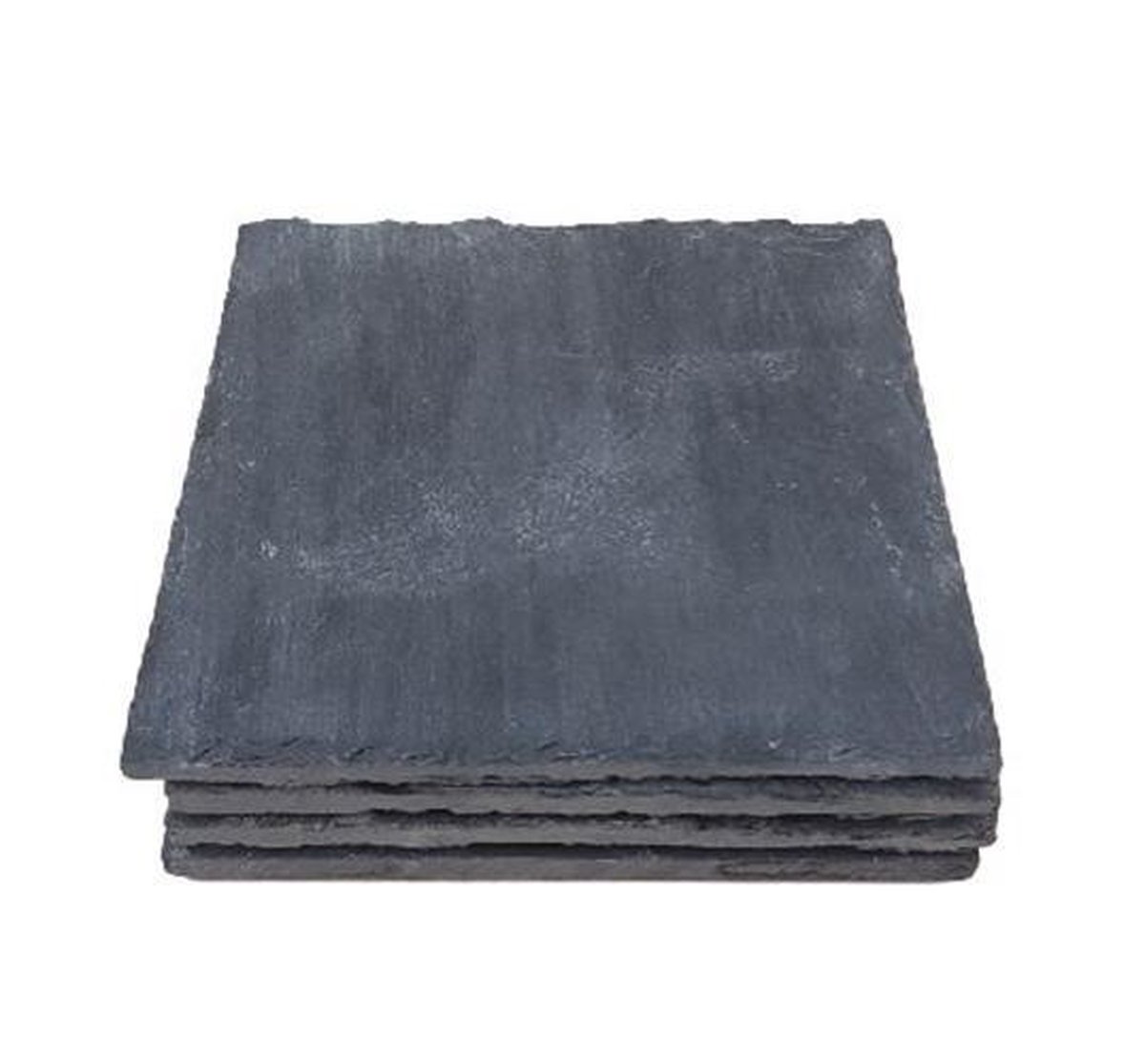 Luxe onderzetter DERK - Antraciet - Leisteen - Vierkant - 10 x 10 cm - Set van 4