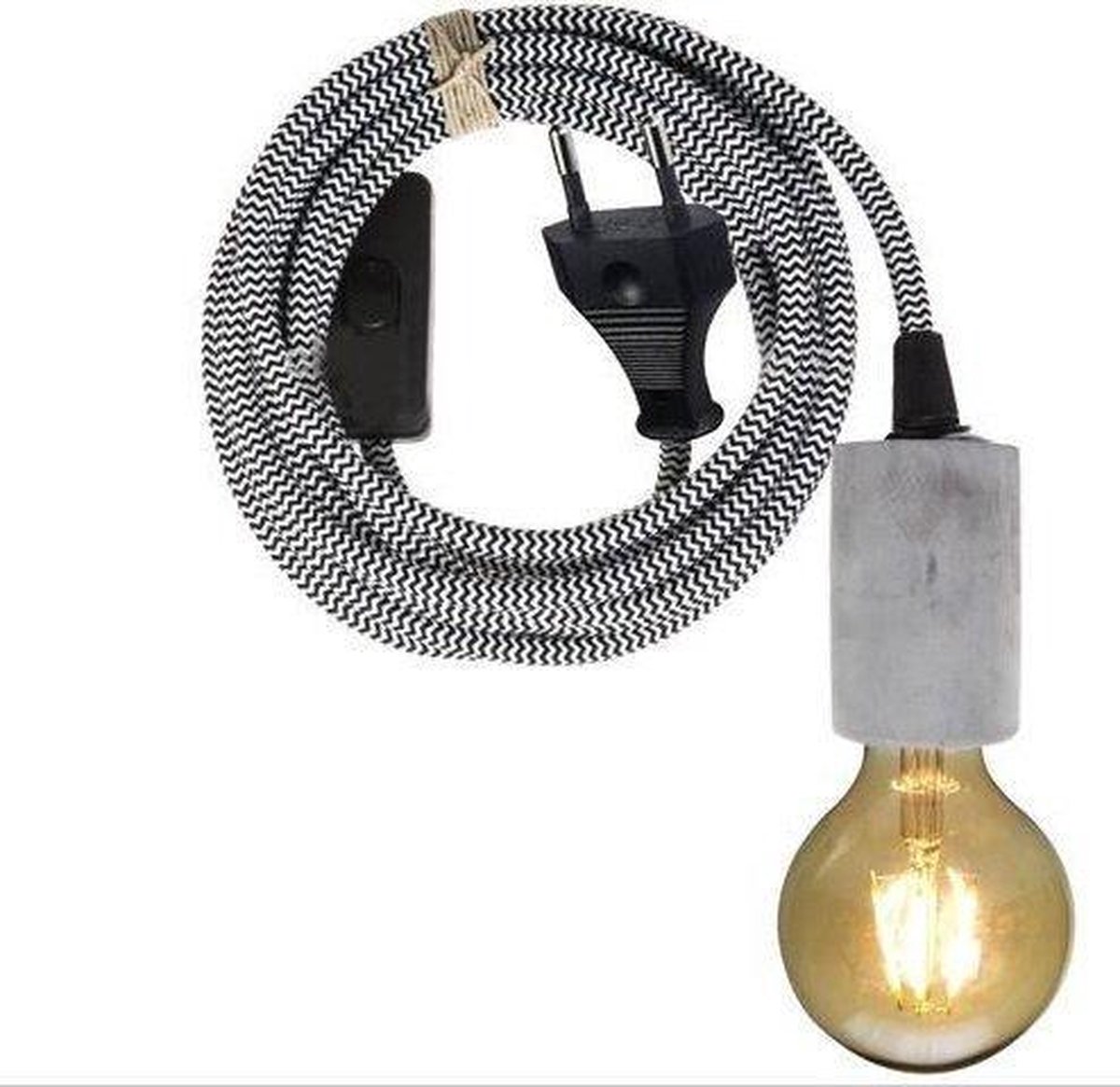 Gusta - LED Hanglamp - Beton - Grijs Zwart Wit - 200cm
