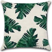 Kussenhoes Groen Creme. Tropische Planten kussensloop Rain Forest.  45x45