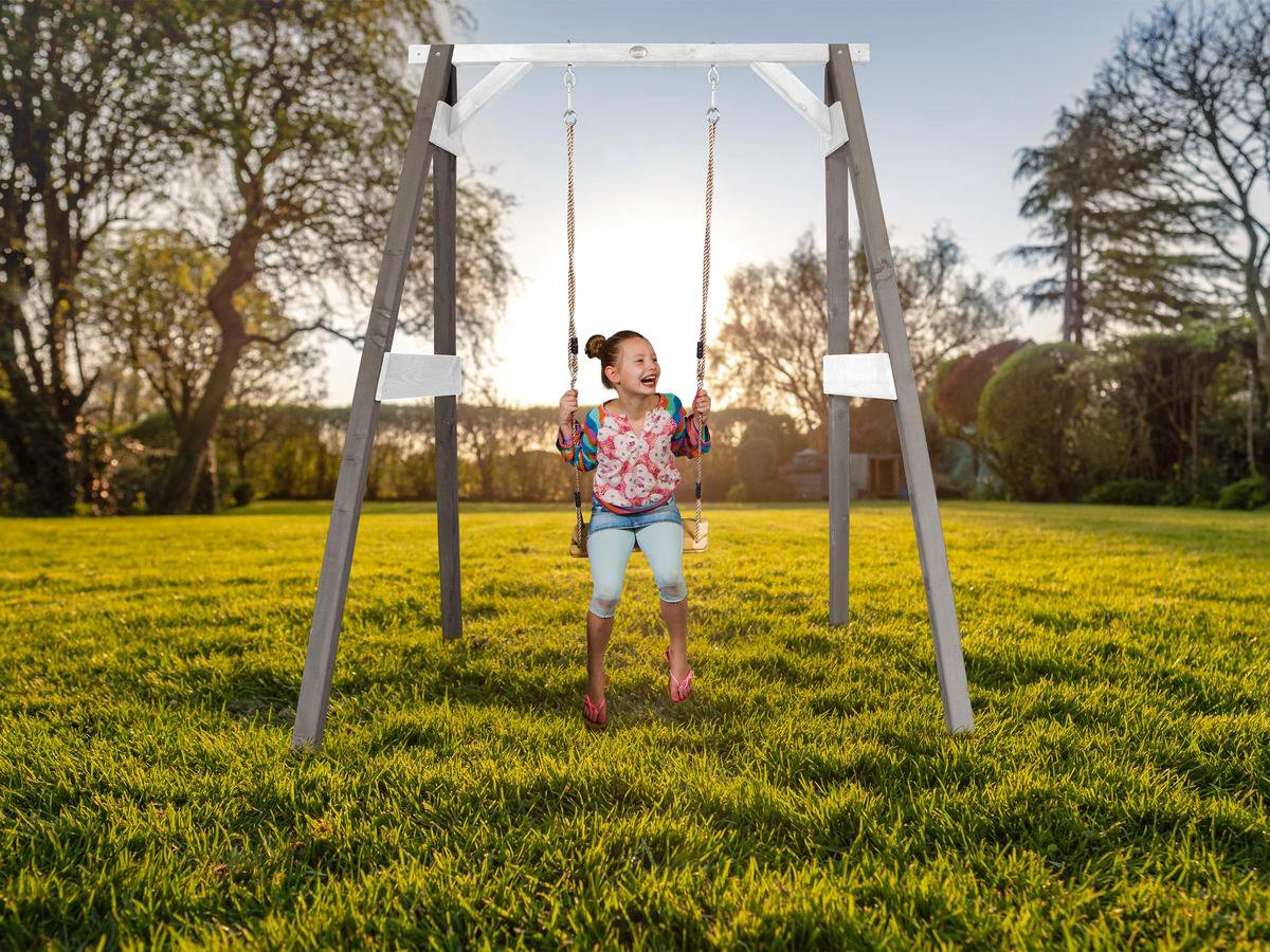 AXI Enkele Houten Schommel in Grijs/Wit - FSC hout - Vrijstaande schommelset voor kinderen met houten schommelzitje - Schommelset voor kinderen - 10 jaar Garantie! — afbeelding 5