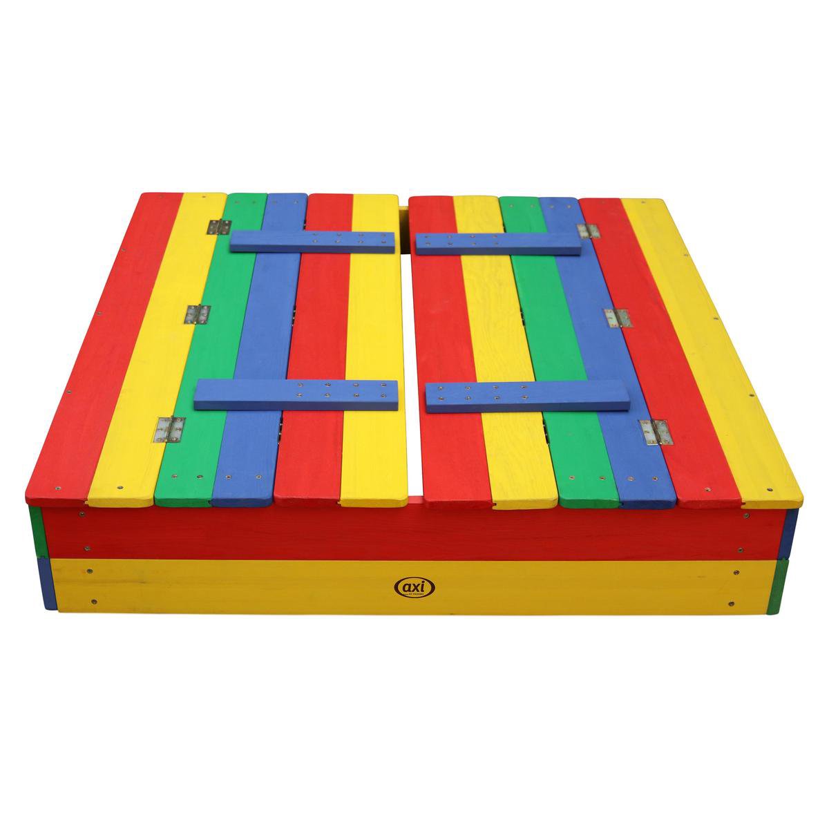 AXI Ella Houten Zandbak in Regenboog kleuren - Met Zitbankjes en Deksel - FSC hout - 100x95x20cm - Zandbak voor kinderen — afbeelding 2