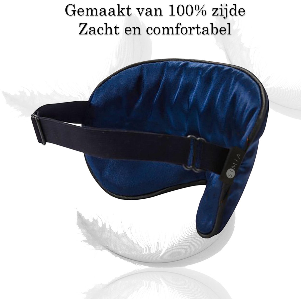 SIMIA™ Premium Zijden Slaapmasker + Opbergzakje - 100% Verduisterend Oogmasker - Verstelbaar - Blinddoek - Zijdezacht - Anti-Rimpel - Cadeau Tip - Marine Blauw — afbeelding 5