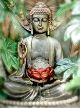 Diamond Painting volledig pakket Boeddhabeeld - Vitarka mudra – Buddha Statue  – 30x40 cm – Volledige bedekking -Vierkante steentjes. Inclusief tools.