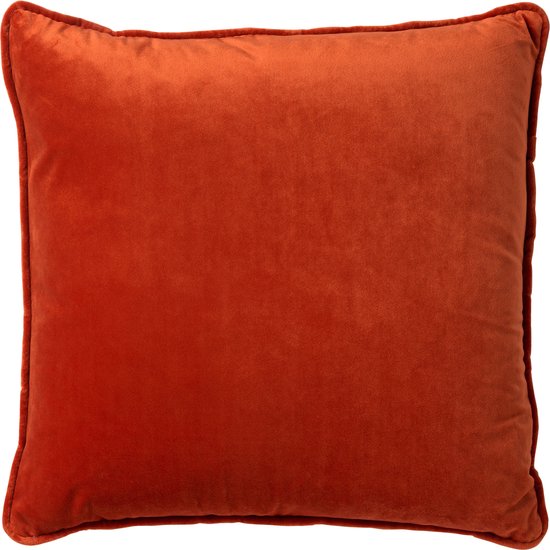 Dutch Decor FINN - Kussenhoes 45x45 cm - velvet - effen kleur - Potters Clay - oranje - met rits